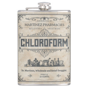 Funny Novelty Vintage Chloroform All Custom Text Flask