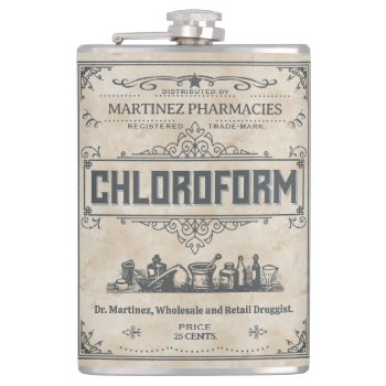 Funny Novelty Vintage Chloroform All Custom Text Flask by FunnyTShirtsAndMore at Zazzle