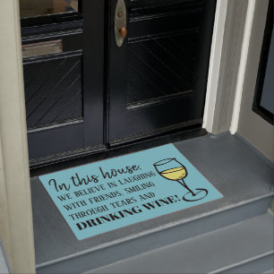 Funny Novelty Wine In This House Doormat