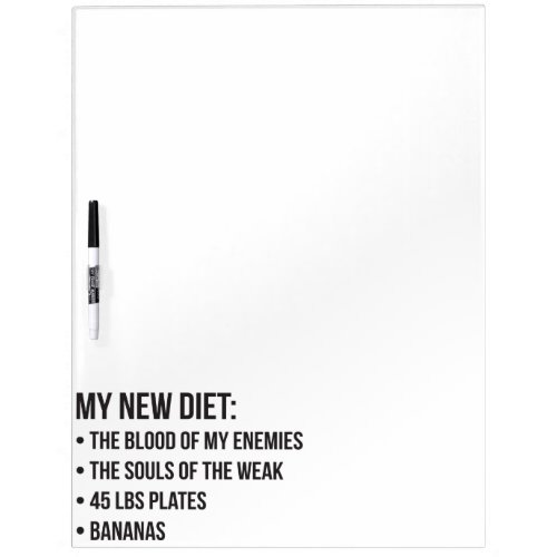 Funny Novelty Workout Humor _ My New Diet _ Gym Dry Erase Board