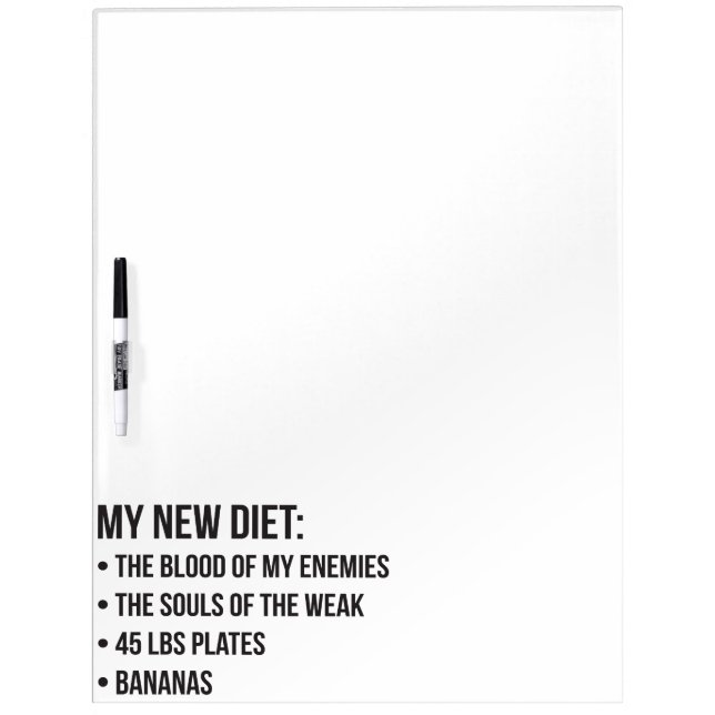 Funny Novelty Workout Humor - My New Diet - Gym Dry Erase Board (Front)