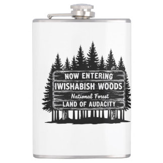 Funny Now Entering I Wishabish Woods Forest Audaci Flask