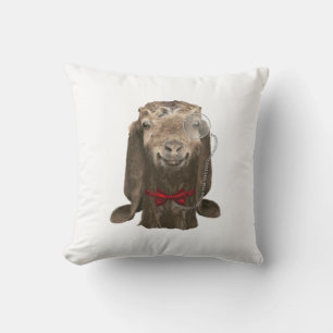 Funny Nubian Goat With Monocle Throw Pillow