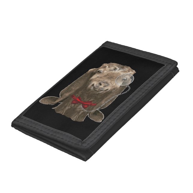 Funny Nubian Goat With Monocle Trifold Wallet (Bottom)