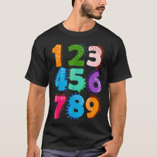 Funny Numbers Math Back To School Educational Dino T-Shirt