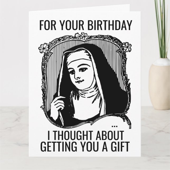 FUNNY NUN CATHOLIC BIG BIRTHDAY GREETING CARD (Front)