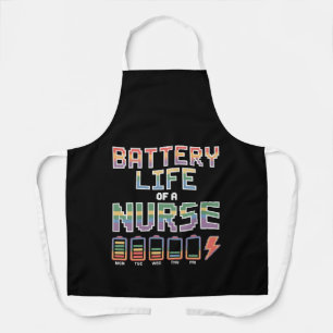 Funny Nurse Battery Life Quote Colorful Medical Apron