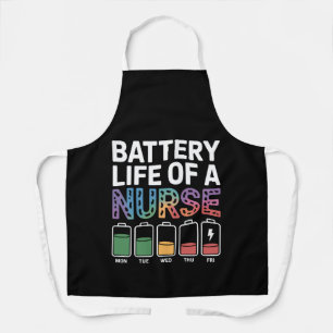 Funny Nurse Battery Life Quote Colorful Medical Apron