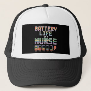 Funny Nurse Battery Life Quote Colorful Medical Trucker Hat