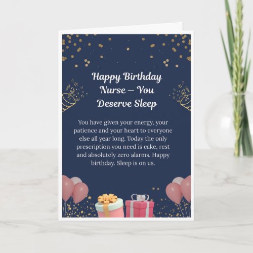 Funny Nurse Birthday Card — You Deserve Sleep