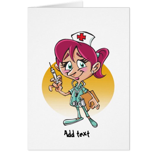 Funny nurse cartoon personalized cards (Front)
