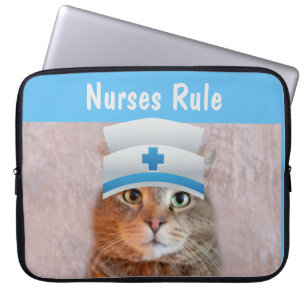 Funny Nurse Cat Laptop Sleeve