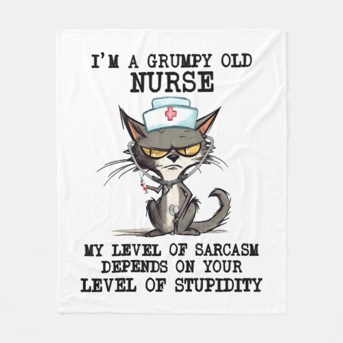 Funny Nurse Cat Saying Fleece Blanket