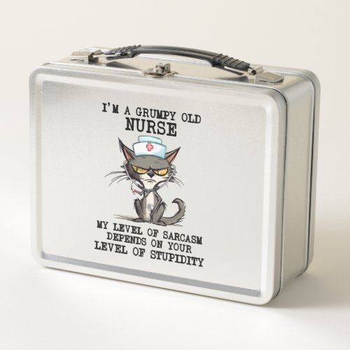 Funny Nurse Cat Saying Metal Lunch Box