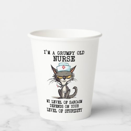Funny Nurse Cat Saying Paper Cups