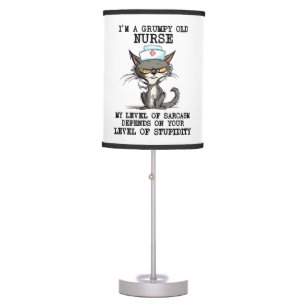 Funny Nurse Cat Saying Table Lamp