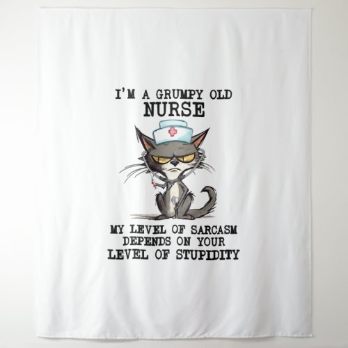 Funny Nurse Cat Saying Tapestry