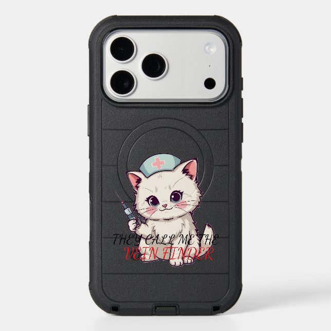 Funny Nurse Cat The Vein Finder Personalized Otterbox iPhone Case (Back)
