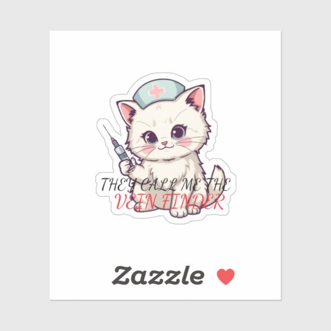 Funny Nurse Cat The Vein Finder Personalized Sticker (Sheet)