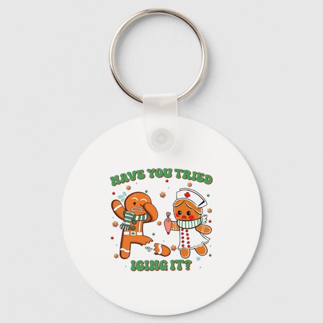 Funny Nurse Christmas, Have You Tried Icing It Lon Keychain (Front)