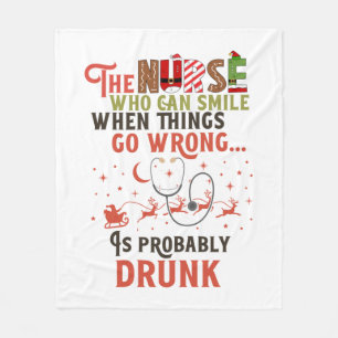 Funny Nurse Christmas Pun Quote Hilarious Fleece Blanket