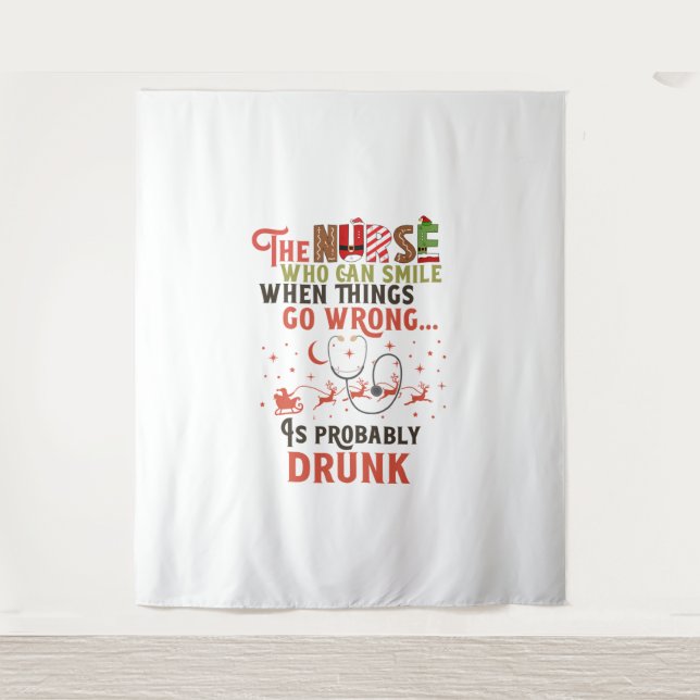 Funny Nurse Christmas Pun Quote Hilarious   Tapestry (Front)