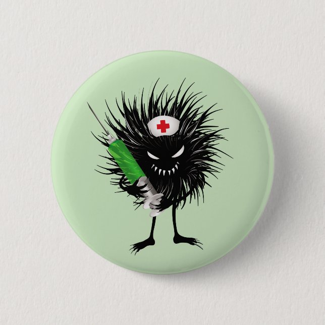 Funny nurse cool evil doctor button (Front)