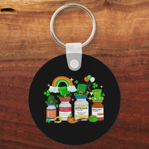 Funny Nurse Crew Leprechaun St Patricks Day Irish Keychain