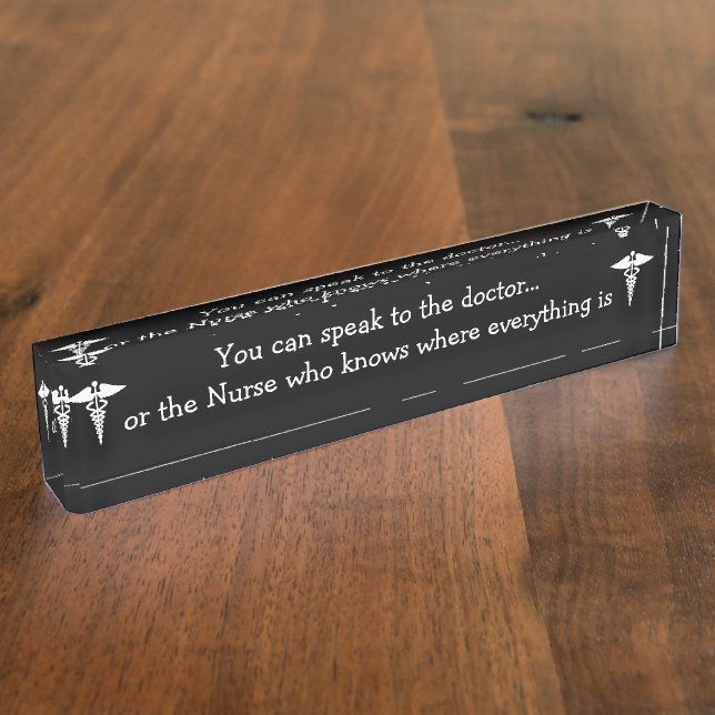 Funny Nurse Desk Name Plate (Side)