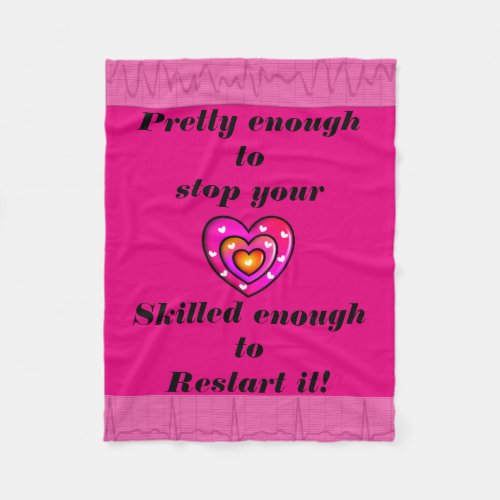 Funny Nurse Fleece Blanket Pink