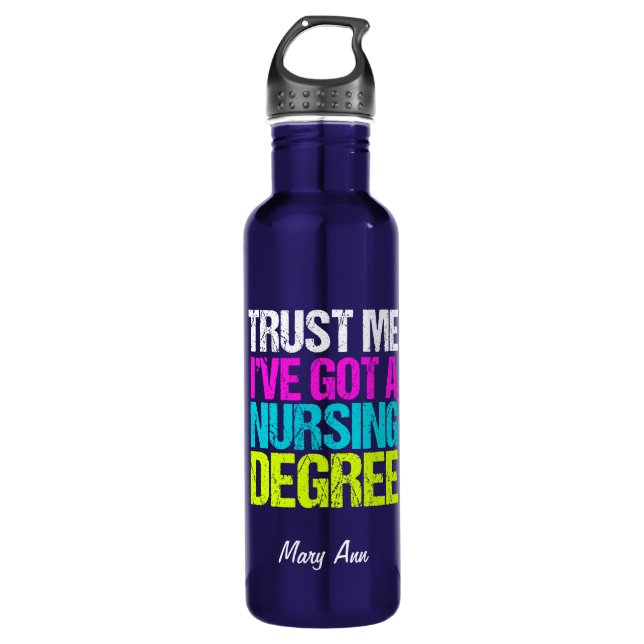 Funny Nurse Graduate Water Bottle (Front)