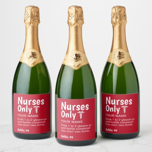 Funny Nurse Graduation Party Personalized Sparkling Wine Label