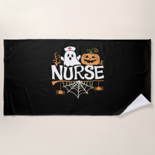 Funny Nurse Halloween Ghost Design Essential T-Shi Beach Towel