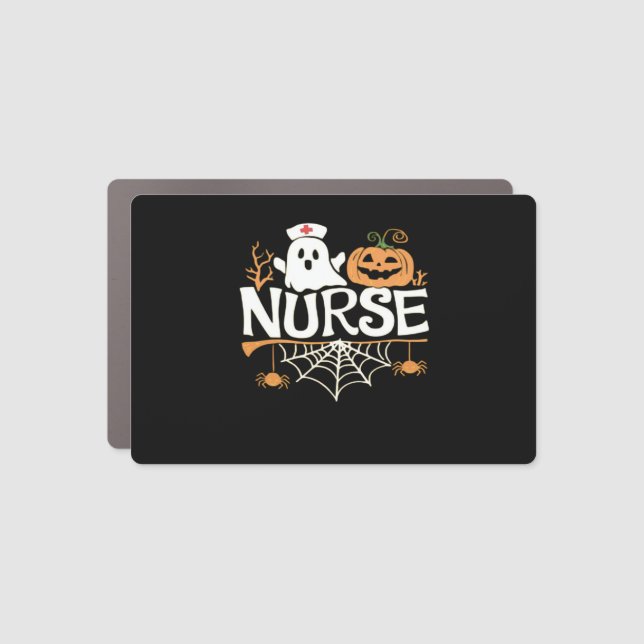 Funny Nurse Halloween Ghost Design Essential T-Shi Car Magnet (Front)