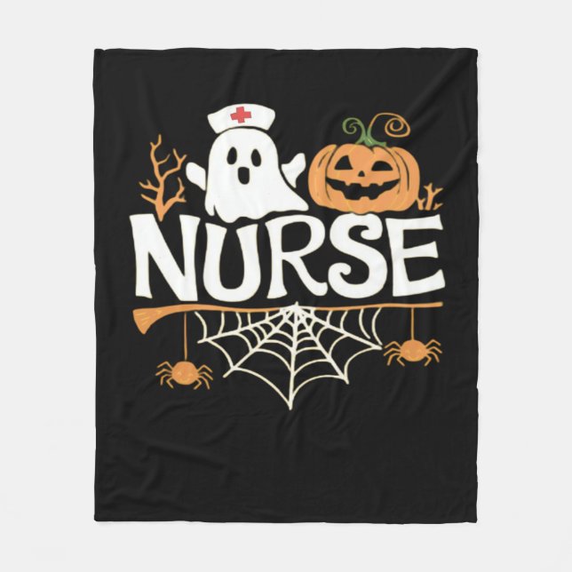 Funny Nurse Halloween Ghost Design Essential T-Shi Fleece Blanket (Front)