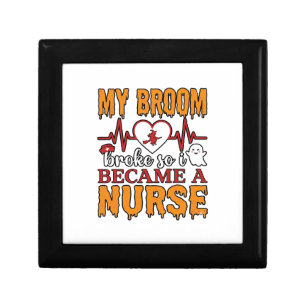 Funny Nurse Halloween My Broom Broke Vintage Shirt Gift Box