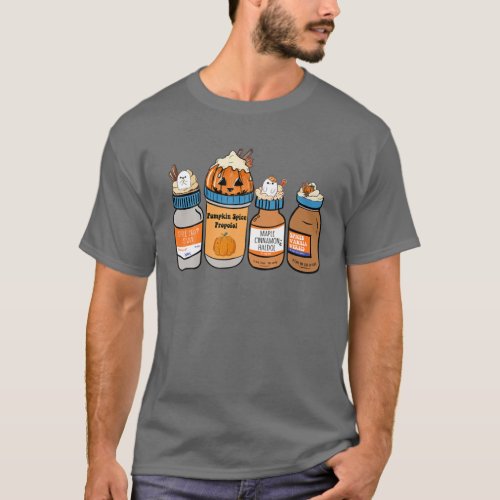 Funny Nurse Halloween Pumpkin Spice Propofol Ativa T_Shirt
