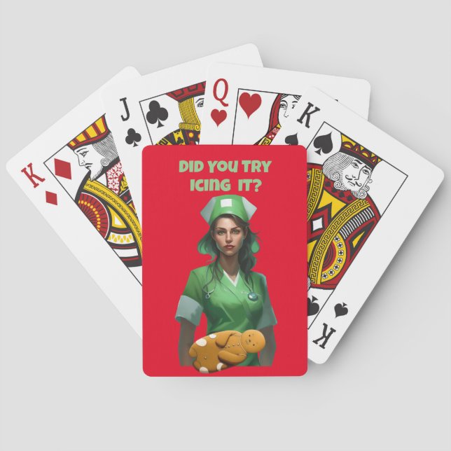 Funny Nurse Icing It Thunder_Cove Poker Cards (Back)