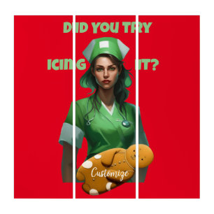 Funny Nurse Icing It Thunder_Cove Triptych