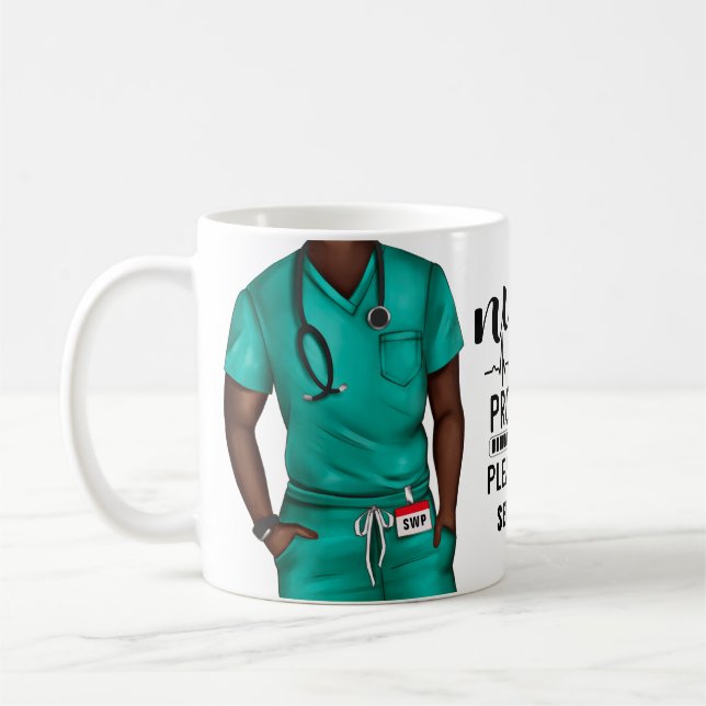 Funny Nurse in Progress Personalized Coffee Mug (Left)