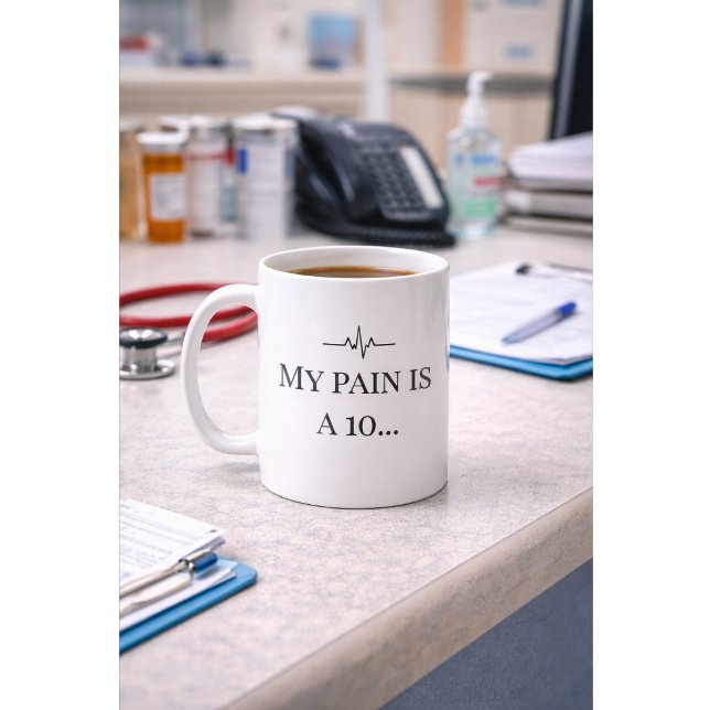 Funny Nurse Mug “Pain is a 10” Custom Name RN Gift (Creator Uploaded)