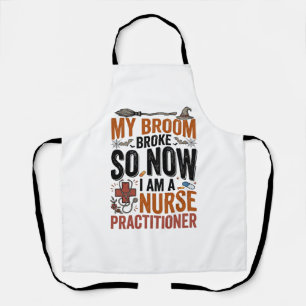 Funny Nurse Practitioner Witch Halloween Design_1 Apron