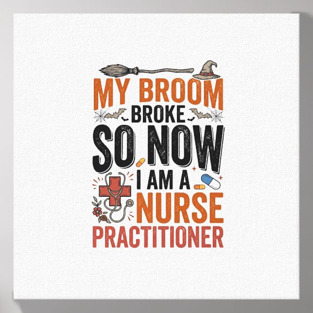 Funny Nurse Practitioner Witch Halloween Design_1 Canvas Photo Tile (Front Set)