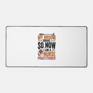 Funny Nurse Practitioner Witch Halloween Design_1 Desk Mat