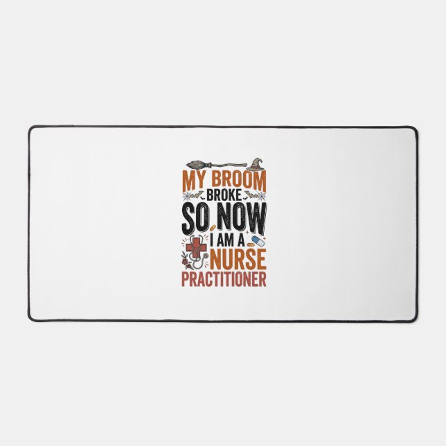 Funny Nurse Practitioner Witch Halloween Design_1 Desk Mat (Front)