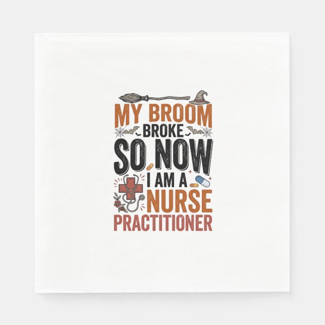 Funny Nurse Practitioner Witch Halloween Design_1 Napkins (Front)