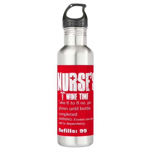 Funny Nurse Prescription Red White Stainless Steel Water Bottle