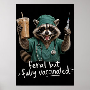 Funny Nurse Raccoon Design Poster