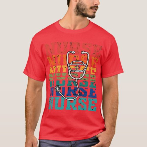 Funny Nurse Retro Vintage Doctor Stethoscope Nursi T_Shirt