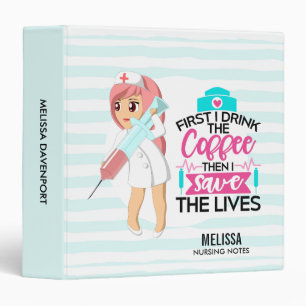 Funny Nurse Saying with Big Hypodermic Needle 3 Ring Binder